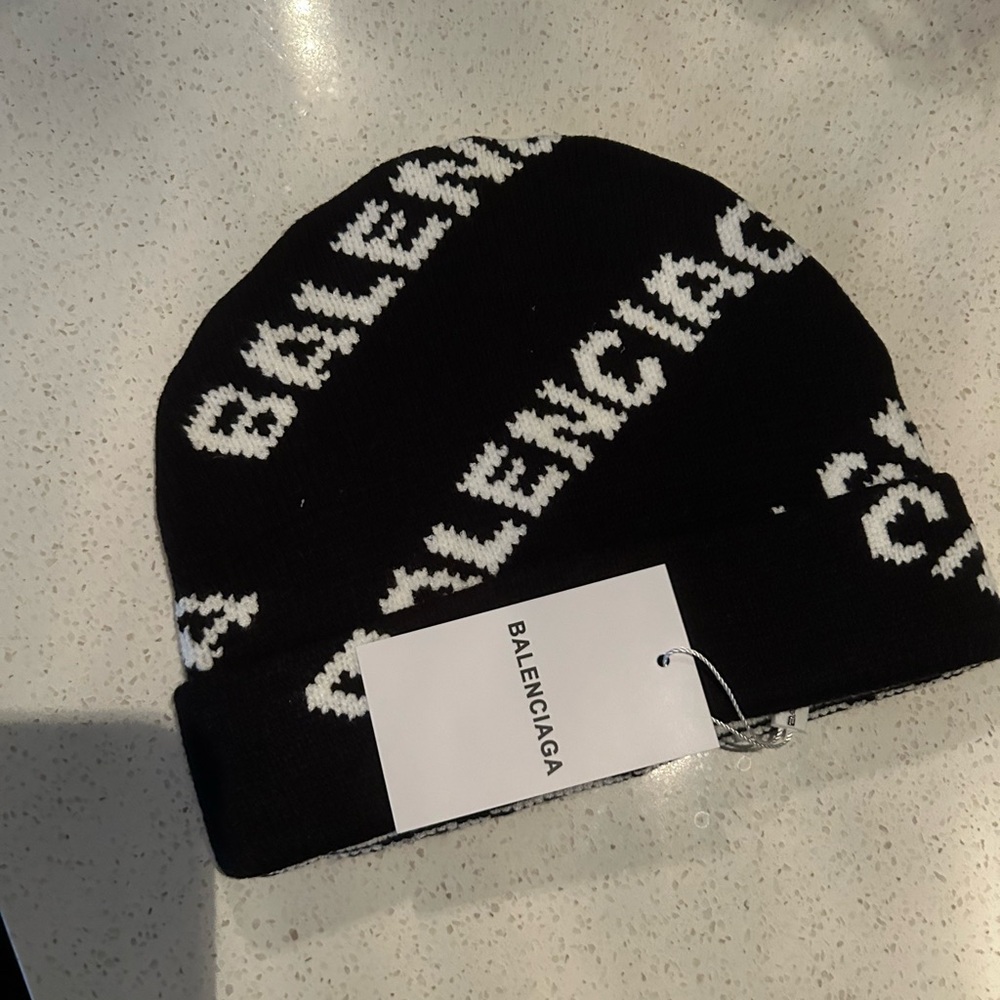 Black Balenciaga beanie